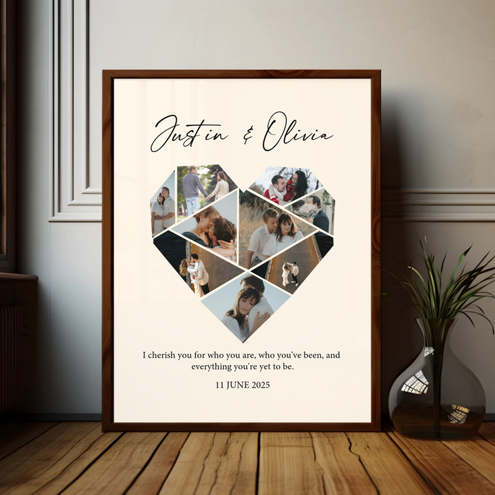 Custom Heart photo collage, One year Anniversary Gift Boyfriend, 1st wedding Anniversary Gift Girlfriend, 1 year Anniversary Gift Husband TW160. UM