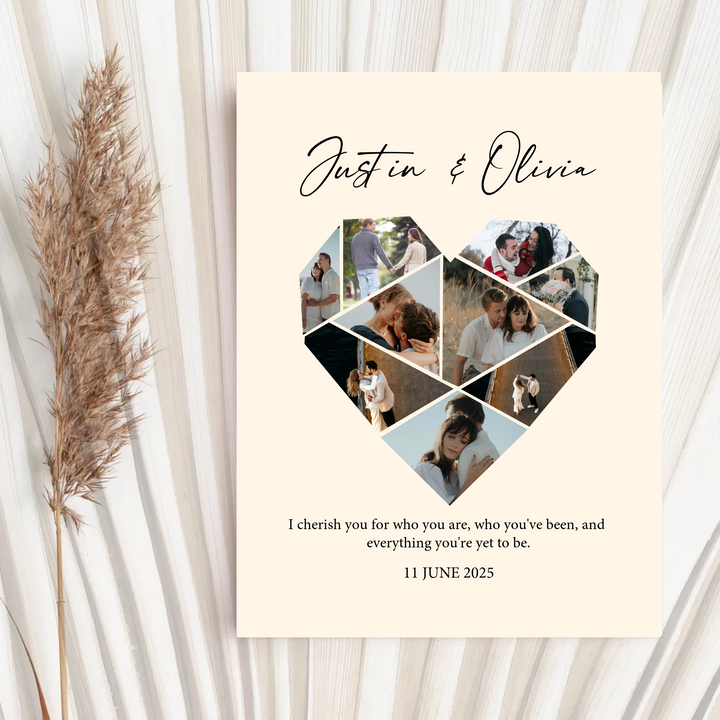 Custom Heart photo collage, One year Anniversary Gift Boyfriend, 1st wedding Anniversary Gift Girlfriend, 1 year Anniversary Gift Husband TW160. UM