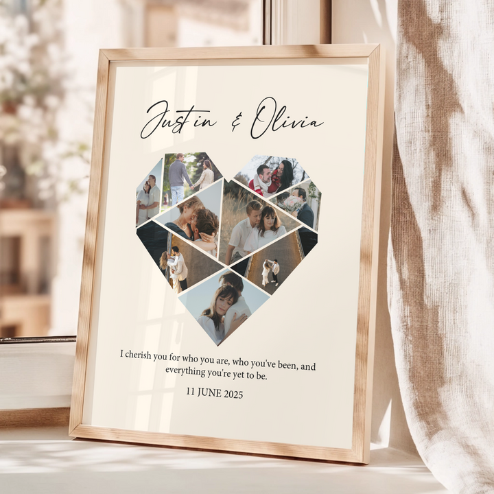 Custom Heart photo collage, One year Anniversary Gift Boyfriend, 1st wedding Anniversary Gift Girlfriend, 1 year Anniversary Gift Husband TW160. UM