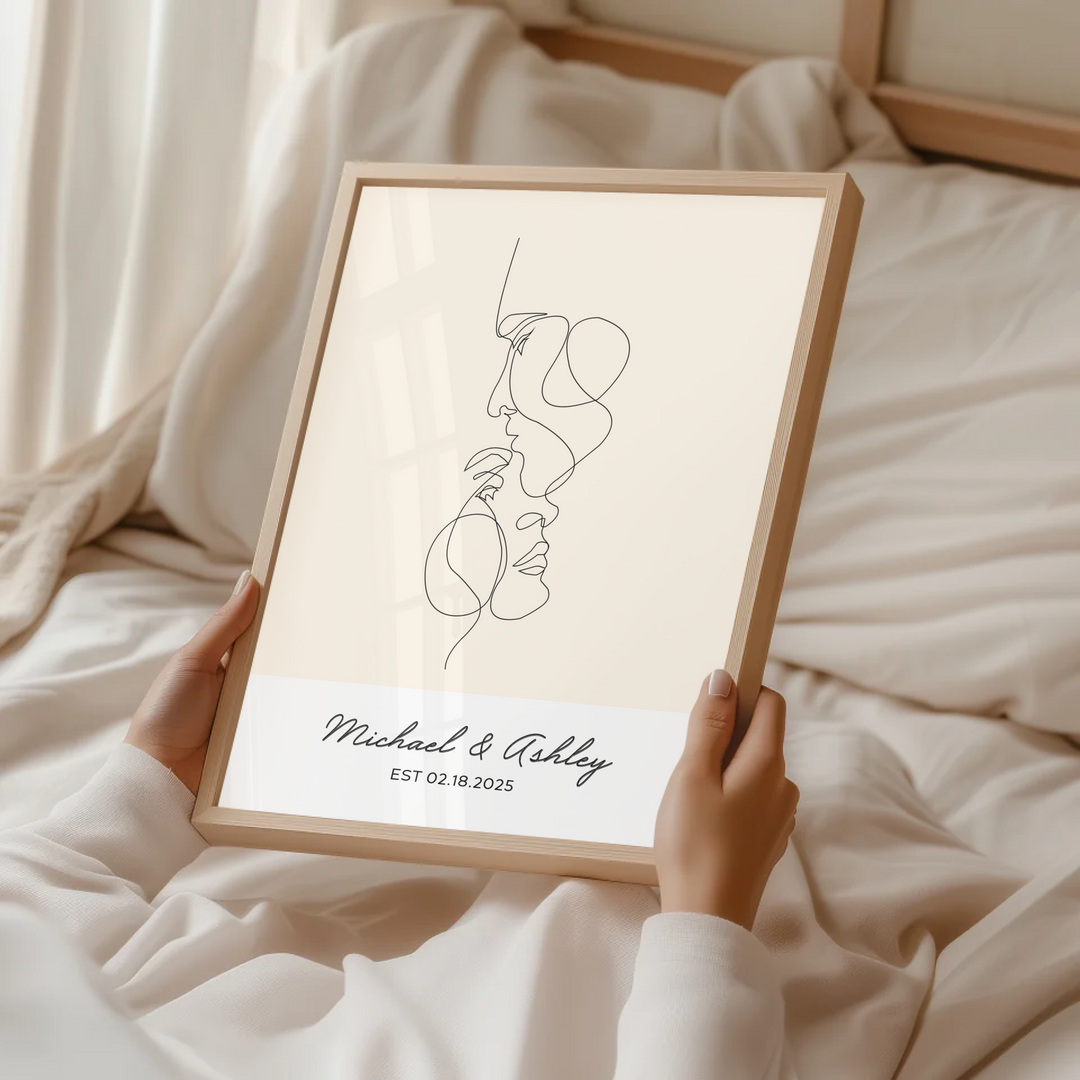 Custom Couple Names And Date Print, Framed Wall Art Anniversary Gift for Her, Gift for Him, Valentines day, Engagement Print TW57. UM