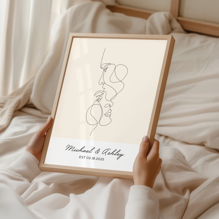 Custom Couple Names And Date Print, Framed Wall Art Anniversary Gift for Her, Gift for Him, Valentines day, Engagement Print TW57. UM