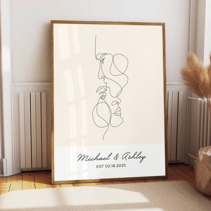 Custom Couple Names And Date Print, Framed Wall Art Anniversary Gift for Her, Gift for Him, Valentines day, Engagement Print TW57. UM