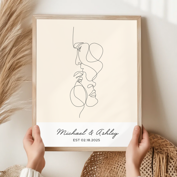 Custom Couple Names And Date Print, Framed Wall Art Anniversary Gift for Her, Gift for Him, Valentines day, Engagement Print TW57. UM