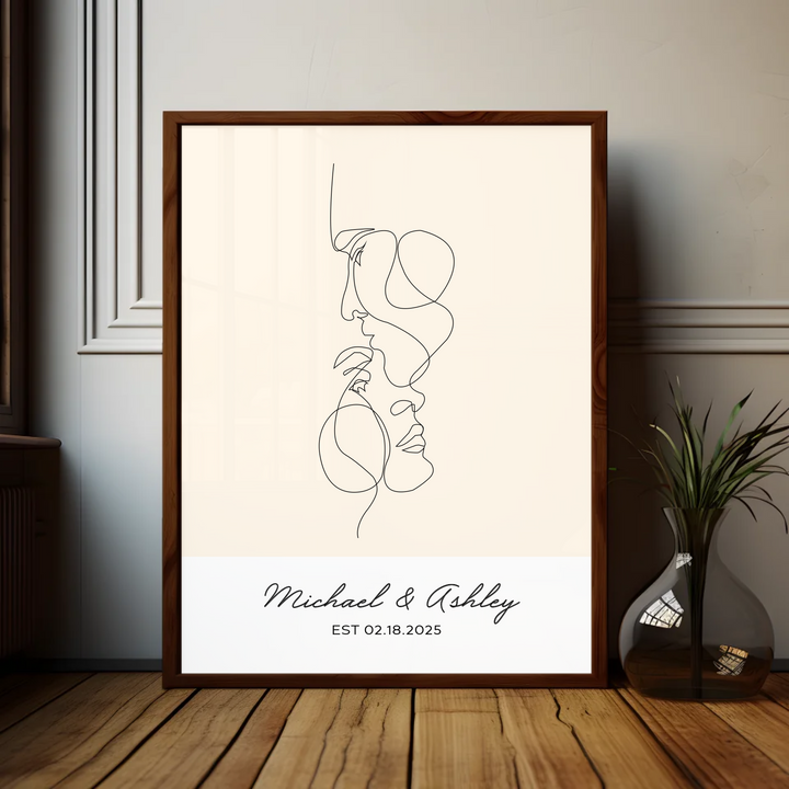 Custom Couple Names And Date Print, Framed Wall Art Anniversary Gift for Her, Gift for Him, Valentines day, Engagement Print TW57. UM