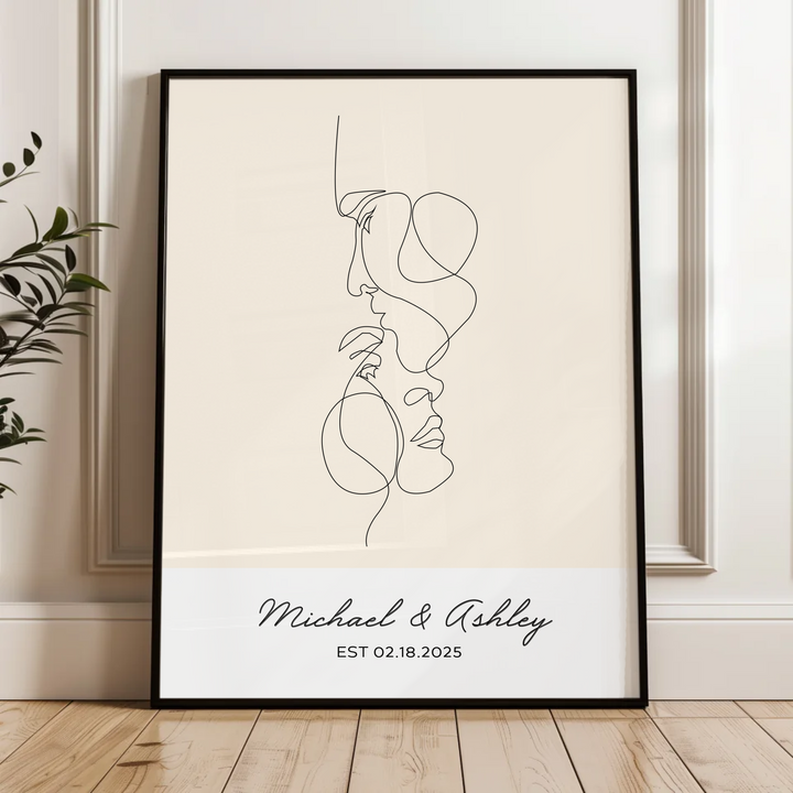 Custom Couple Names And Date Print, Framed Wall Art Anniversary Gift for Her, Gift for Him, Valentines day, Engagement Print TW57. UM
