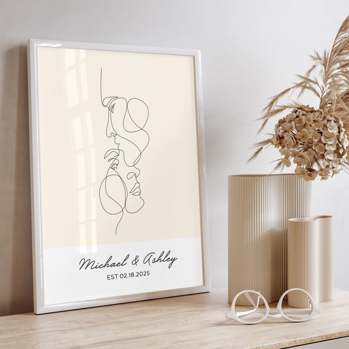Custom Couple Names And Date Print, Framed Wall Art Anniversary Gift for Her, Gift for Him, Valentines day, Engagement Print TW57. UM