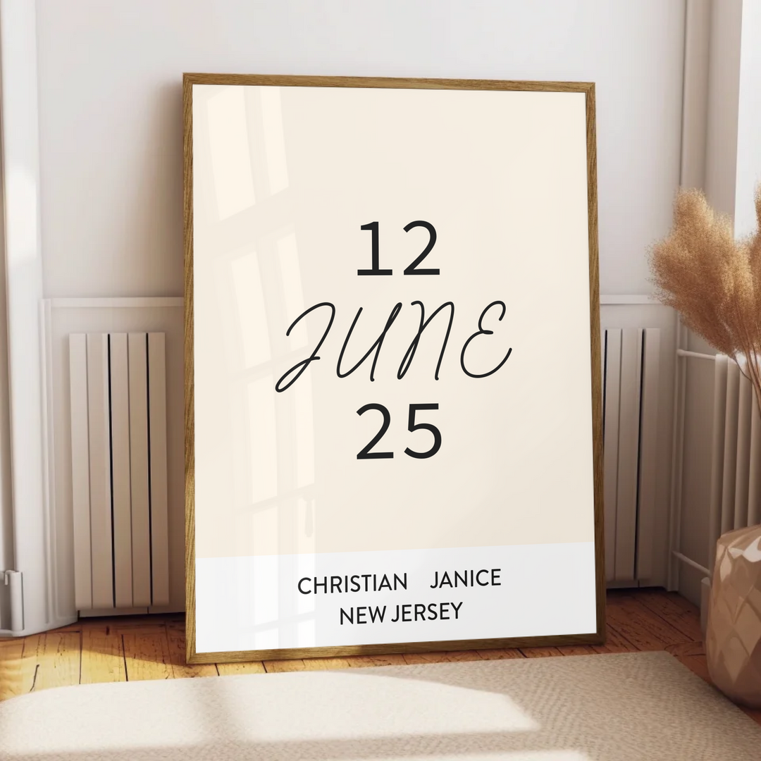 Wedding gift, Romantic wall art, Anniversary gift, Personalized gift, Wedding date print, Engagement gift, Minimalist wall art TW334. AS