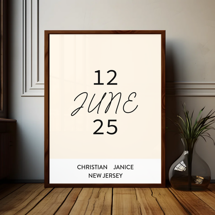 Wedding gift, Romantic wall art, Anniversary gift, Personalized gift, Wedding date print, Engagement gift, Minimalist wall art TW334. AS