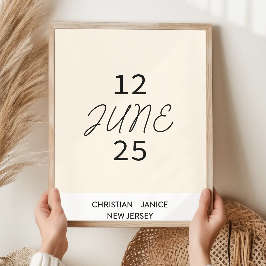 Wedding gift, Romantic wall art, Anniversary gift, Personalized gift, Wedding date print, Engagement gift, Minimalist wall art TW334. AS