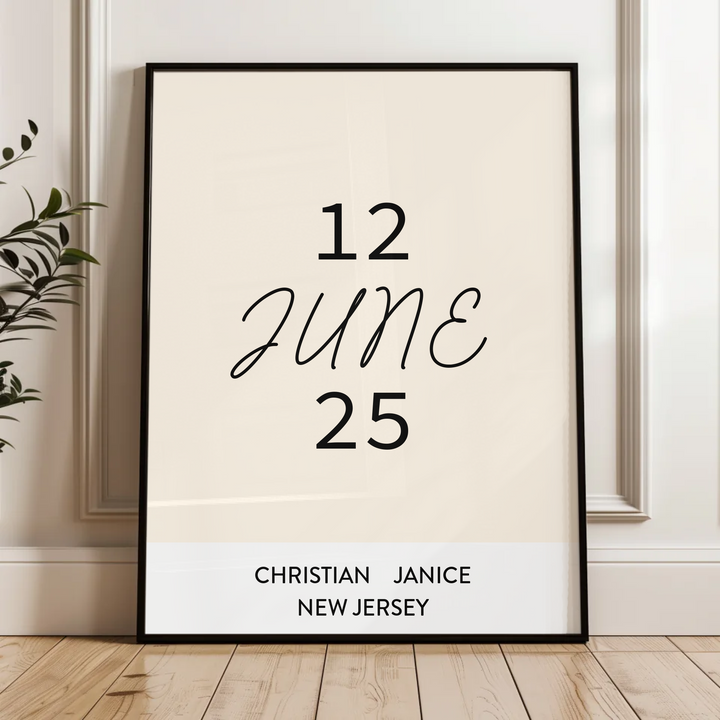 Wedding gift, Romantic wall art, Anniversary gift, Personalized gift, Wedding date print, Engagement gift, Minimalist wall art TW334. AS