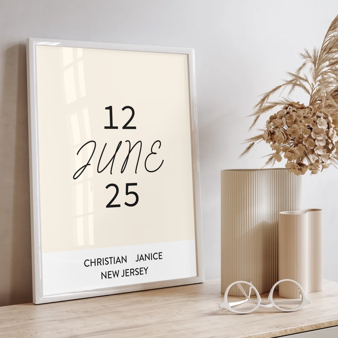 Wedding gift, Romantic wall art, Anniversary gift, Personalized gift, Wedding date print, Engagement gift, Minimalist wall art TW334. AS