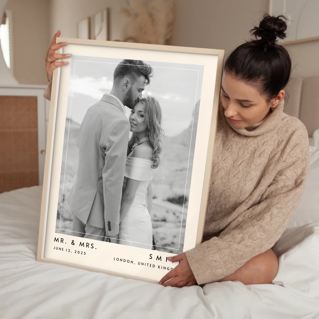 Wedding Photo Print, Personalized Wedding Photo Gift, 1st Anniversary Gift For Him or Her, Wedding Gift for Couple, Custom photo Poster TW339. An