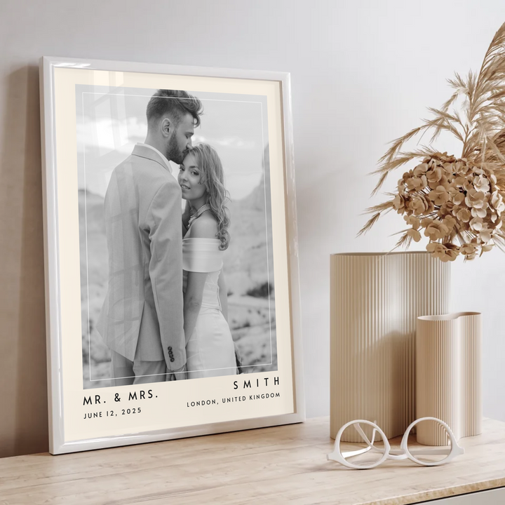 Wedding Photo Print, Personalized Wedding Photo Gift, 1st Anniversary Gift For Him or Her, Wedding Gift for Couple, Custom photo Poster TW339. An