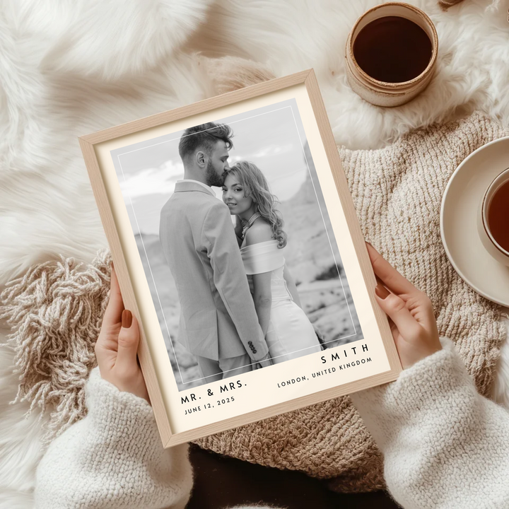 Wedding Photo Print, Personalized Wedding Photo Gift, 1st Anniversary Gift For Him or Her, Wedding Gift for Couple, Custom photo Poster TW339. An