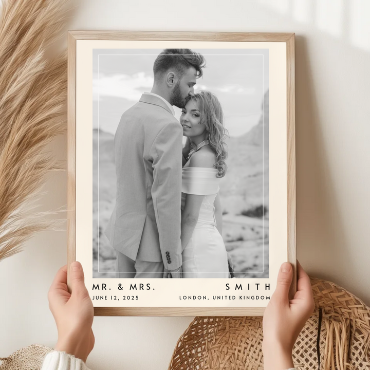Wedding Photo Print, Personalized Wedding Photo Gift, 1st Anniversary Gift For Him or Her, Wedding Gift for Couple, Custom photo Poster TW339. An
