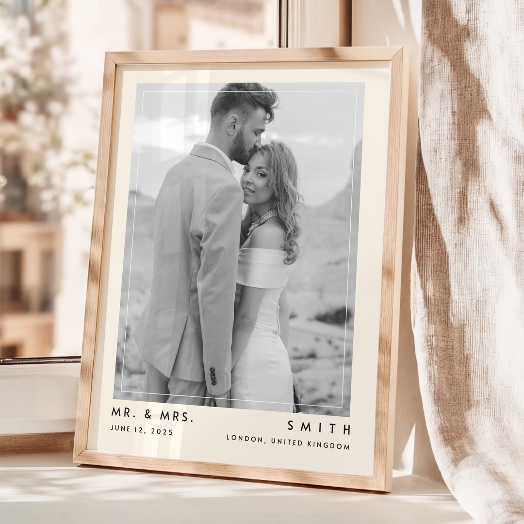 Wedding Photo Print, Personalized Wedding Photo Gift, 1st Anniversary Gift For Him or Her, Wedding Gift for Couple, Custom photo Poster TW339. An