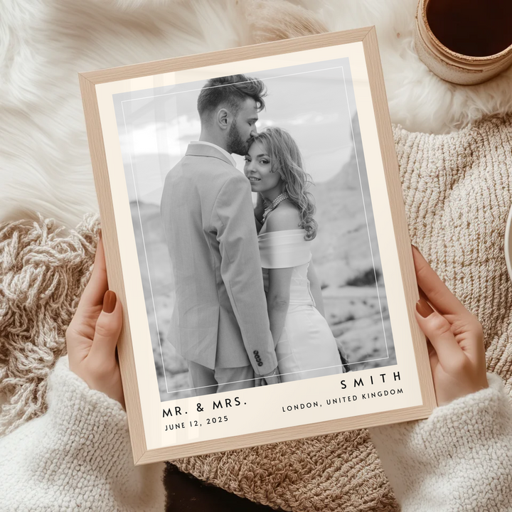 Wedding Photo Print, Personalized Wedding Photo Gift, 1st Anniversary Gift For Him or Her, Wedding Gift for Couple, Custom photo Poster TW339. An