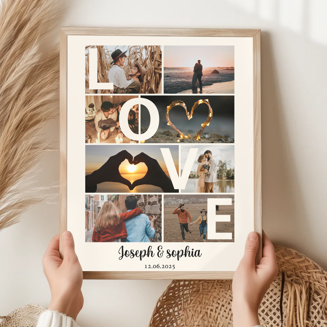 Couple Photo Collage, Personalized Collage, Love Photo Collage, Couple Gift, Custom Gift, Anniversary Gifts, Valentine's day gift TW417. An
