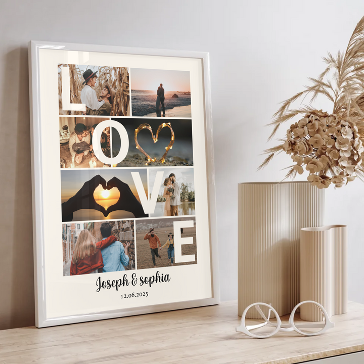 Couple Photo Collage, Personalized Collage, Love Photo Collage, Couple Gift, Custom Gift, Anniversary Gifts, Valentine's day gift TW417. An