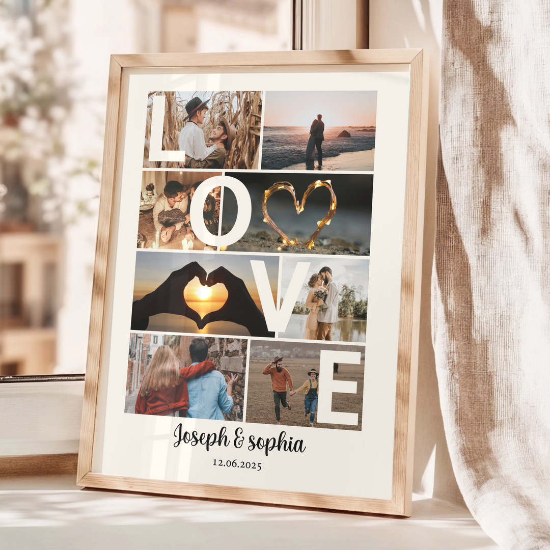 Couple Photo Collage, Personalized Collage, Love Photo Collage, Couple Gift, Custom Gift, Anniversary Gifts, Valentine's day gift TW417. An