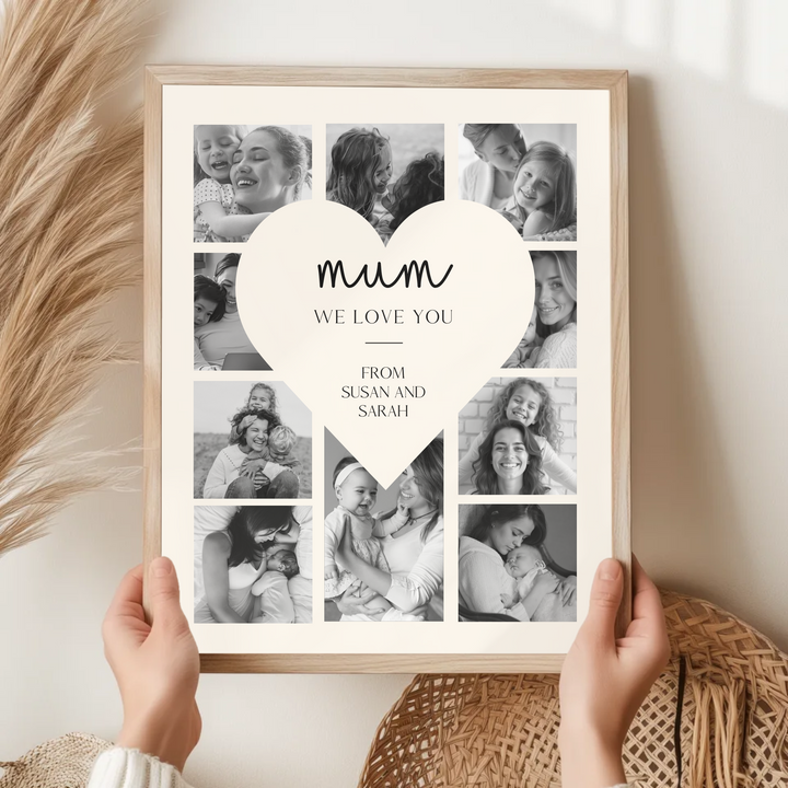 Collage Sign Mothers Day Gift, Love Heart Poster, First Time Mummy, Unique Present For Mum TW204. UM