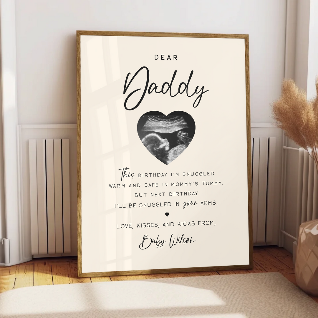 Dear Daddy Gift, Sonogram Ultrasound Gift from Daughter Son, Fathers Day gift, Pregnancy Announcement gift TW96. An