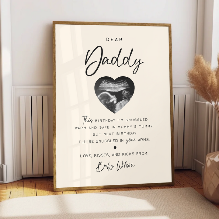Dear Daddy Gift, Sonogram Ultrasound Gift from Daughter Son, Fathers Day gift, Pregnancy Announcement gift TW96. An