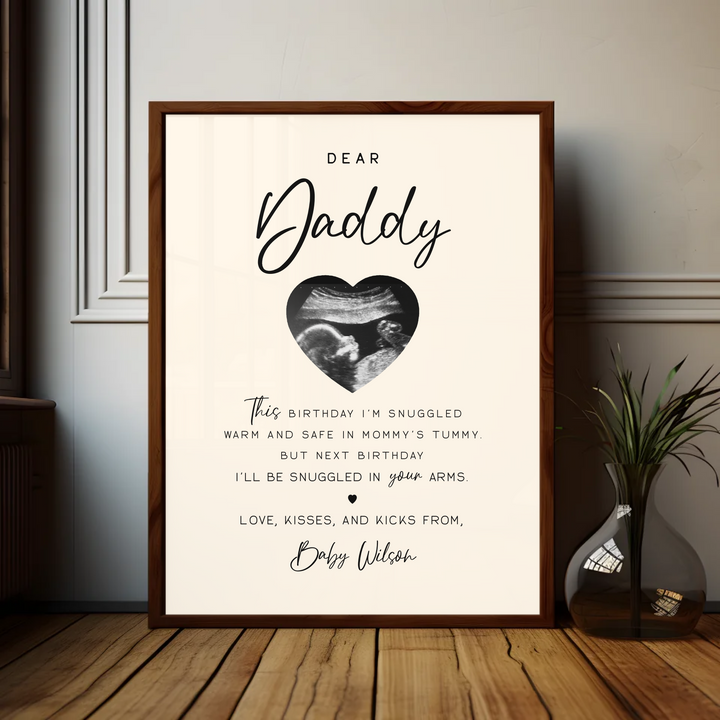 Dear Daddy Gift, Sonogram Ultrasound Gift from Daughter Son, Fathers Day gift, Pregnancy Announcement gift TW96. An