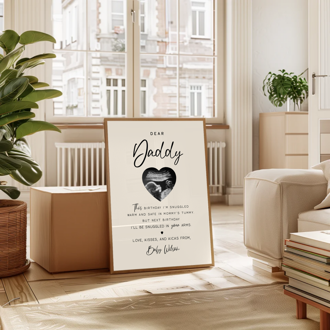 Dear Daddy Gift, Sonogram Ultrasound Gift from Daughter Son, Fathers Day gift, Pregnancy Announcement gift TW96. An