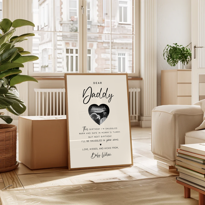 Dear Daddy Gift, Sonogram Ultrasound Gift from Daughter Son, Fathers Day gift, Pregnancy Announcement gift TW96. An