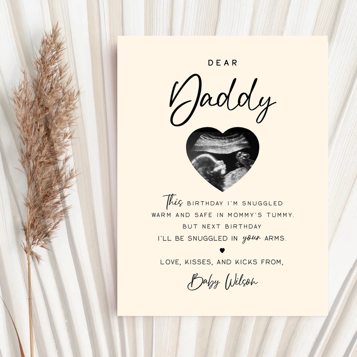 Dear Daddy Gift, Sonogram Ultrasound Gift from Daughter Son, Fathers Day gift, Pregnancy Announcement gift TW96. An