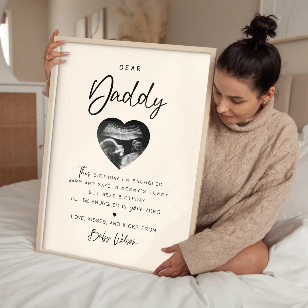 Dear Daddy Gift, Sonogram Ultrasound Gift from Daughter Son, Fathers Day gift, Pregnancy Announcement gift TW96. An