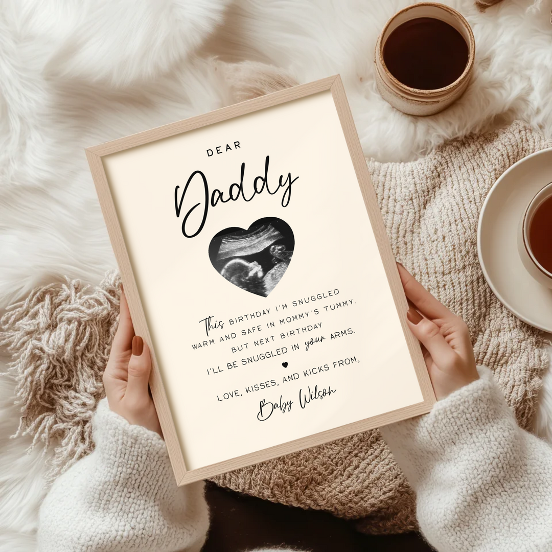 Dear Daddy Gift, Sonogram Ultrasound Gift from Daughter Son, Fathers Day gift, Pregnancy Announcement gift TW96. An