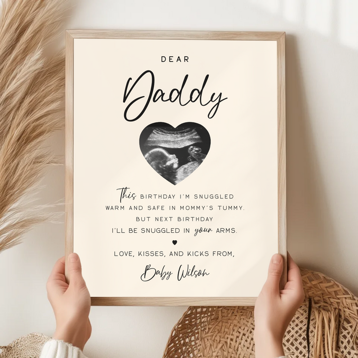 Dear Daddy Gift, Sonogram Ultrasound Gift from Daughter Son, Fathers Day gift, Pregnancy Announcement gift TW96. An