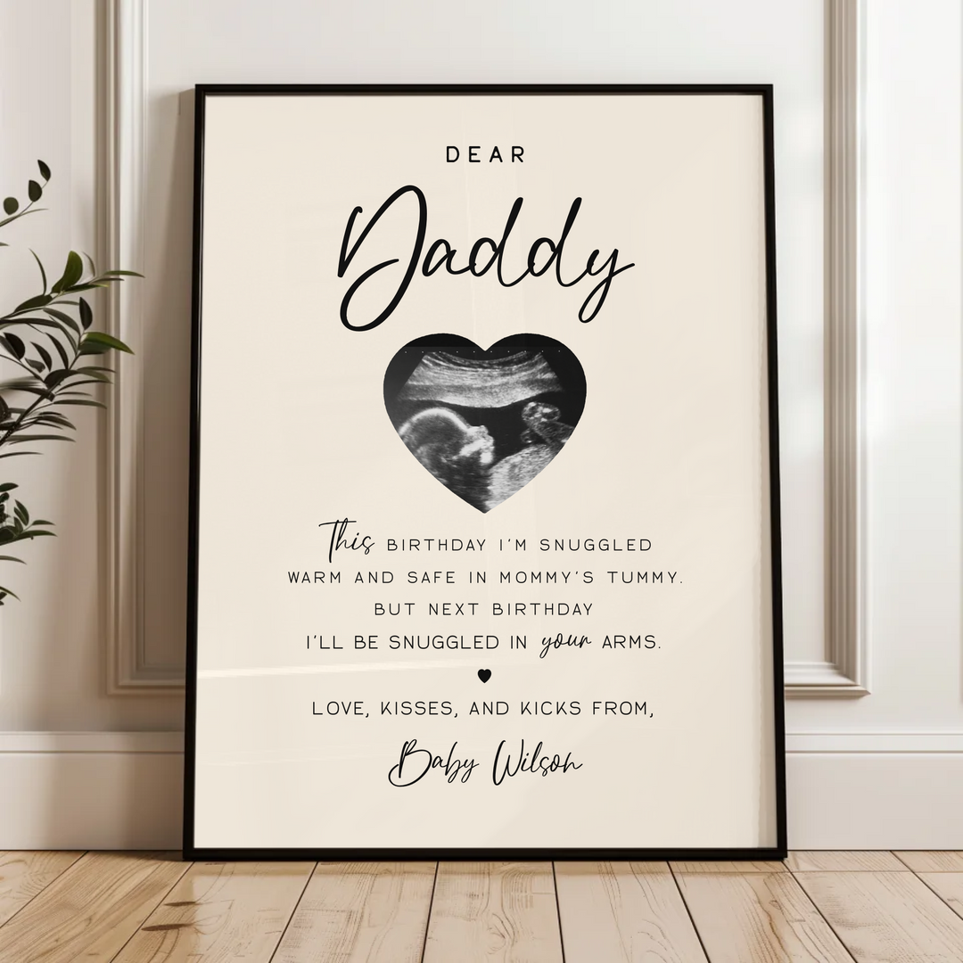 Dear Daddy Gift, Sonogram Ultrasound Gift from Daughter Son, Fathers Day gift, Pregnancy Announcement gift TW96. An
