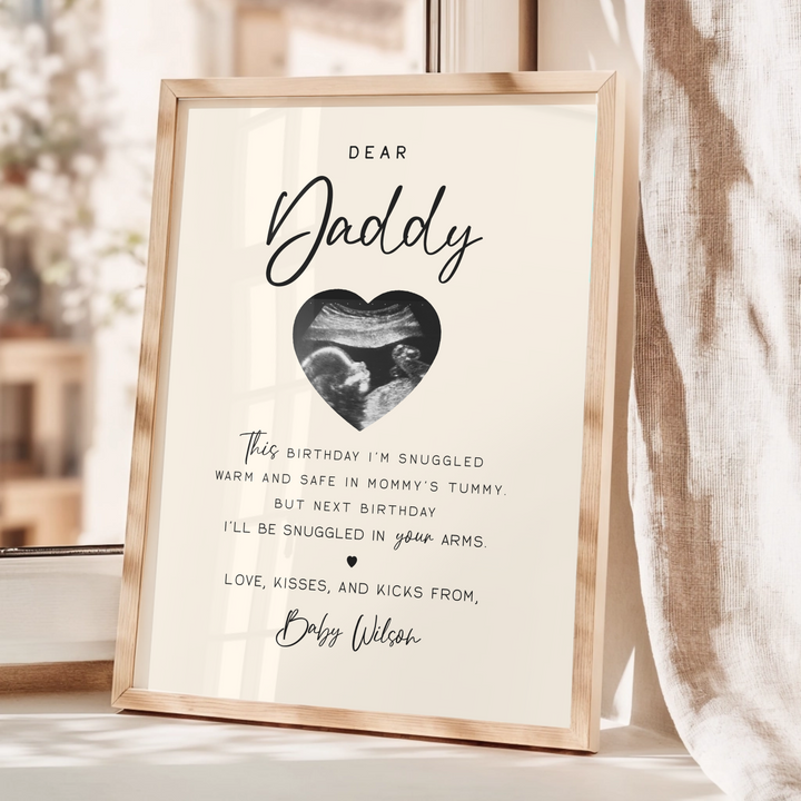 Dear Daddy Gift, Sonogram Ultrasound Gift from Daughter Son, Fathers Day gift, Pregnancy Announcement gift TW96. An