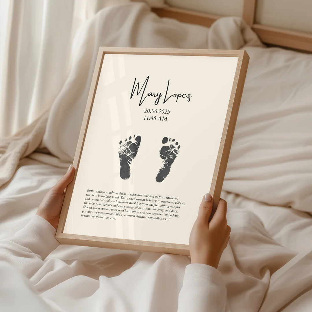 Personalised Minimalistic Pastel Baby Footprint Wall Art, Custom Keepsake Print, Baby feet print TW149. UM