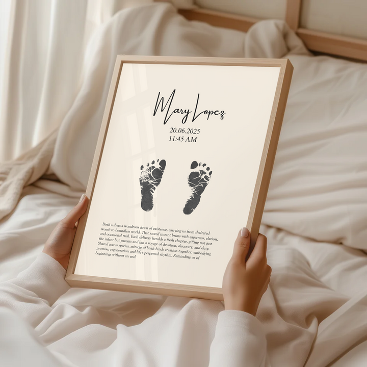 Personalised Minimalistic Pastel Baby Footprint Wall Art, Custom Keepsake Print, Baby feet print TW149. UM