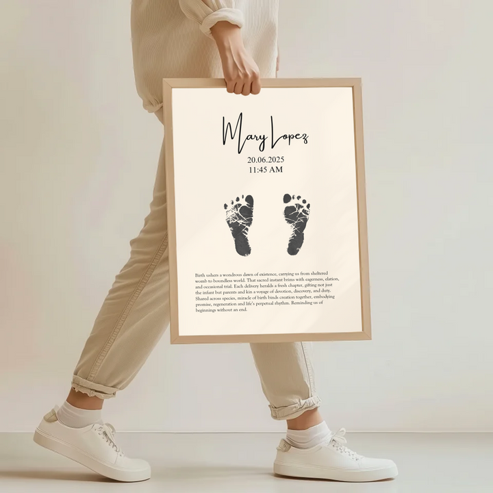 Personalised Minimalistic Pastel Baby Footprint Wall Art, Custom Keepsake Print, Baby feet print TW149. UM