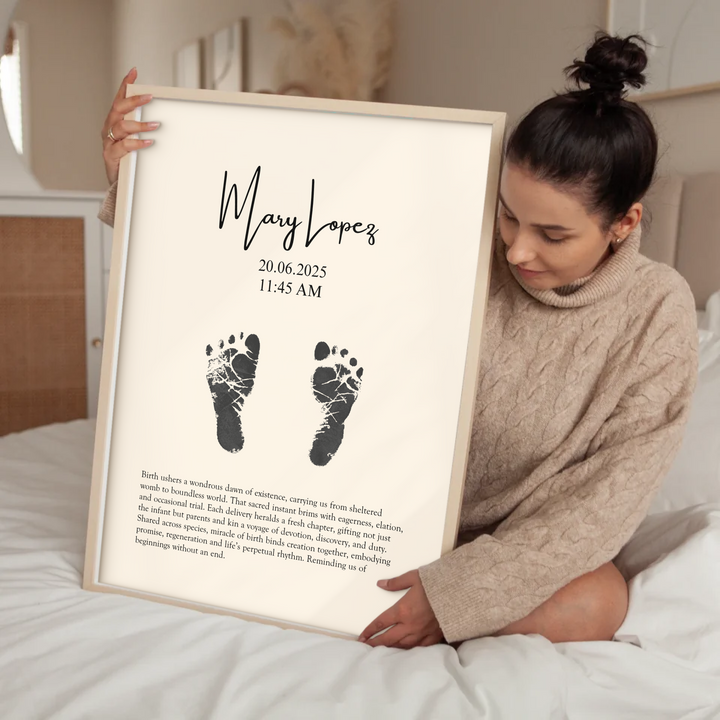 Personalised Minimalistic Pastel Baby Footprint Wall Art, Custom Keepsake Print, Baby feet print TW149. UM