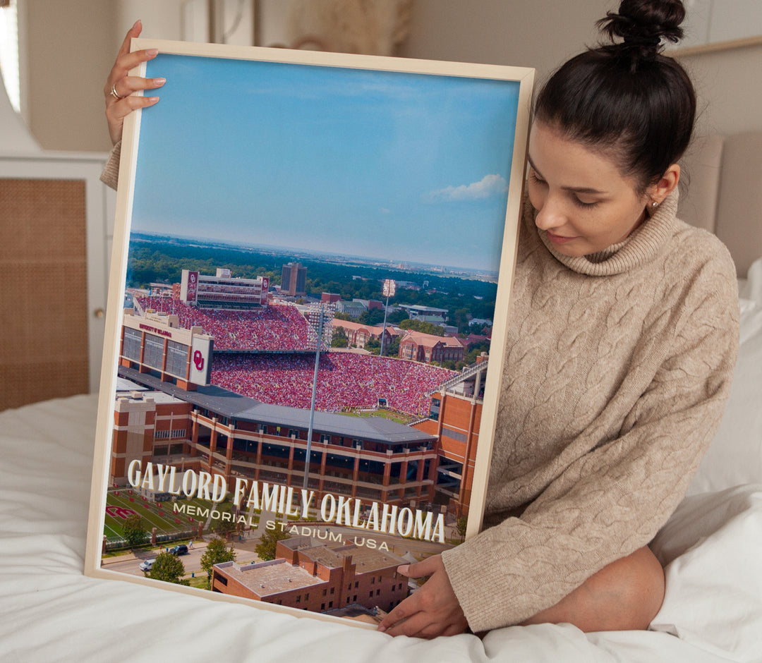 Gaylord Family Oklahoma Memorial Stadium Football Wall Art