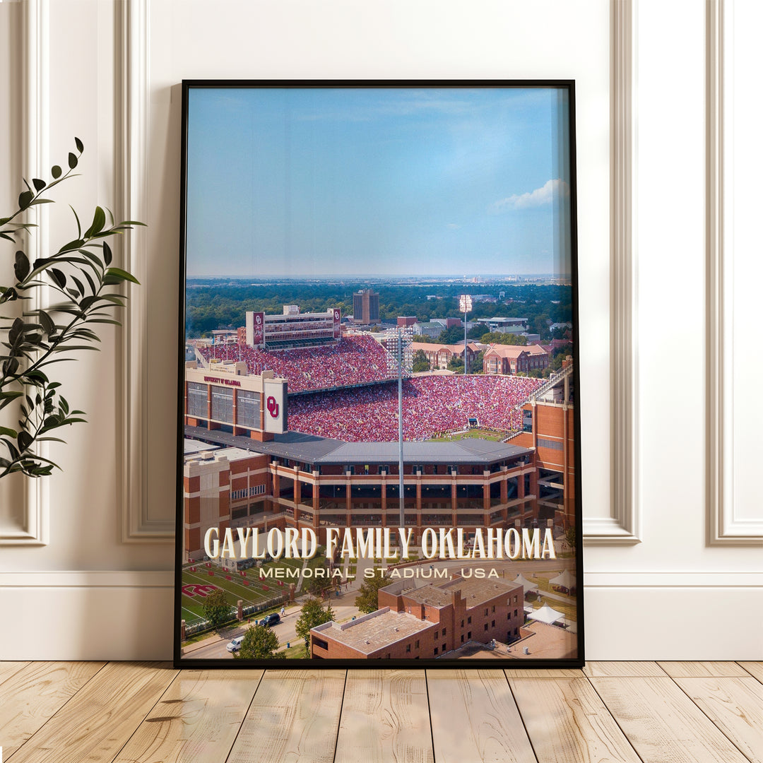 Gaylord Family Oklahoma Memorial Stadium Football Wall Art