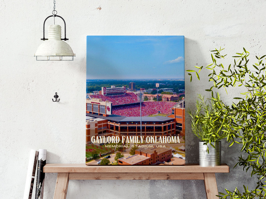 Gaylord Family Oklahoma Memorial Stadium Football Wall Art