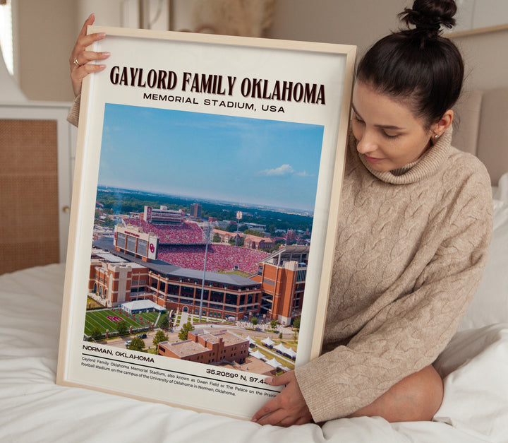 Gaylord Family Oklahoma Memorial Stadium Football Retro Wall Art