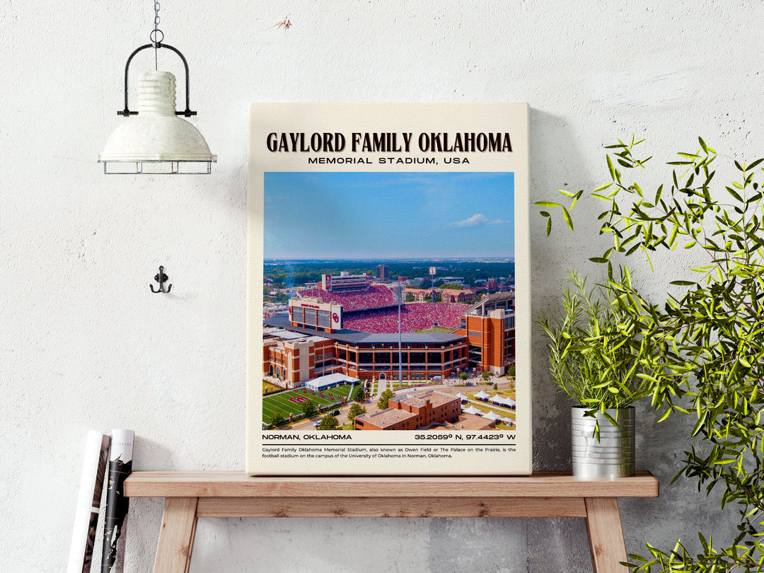 Gaylord Family Oklahoma Memorial Stadium Football Retro Wall Art