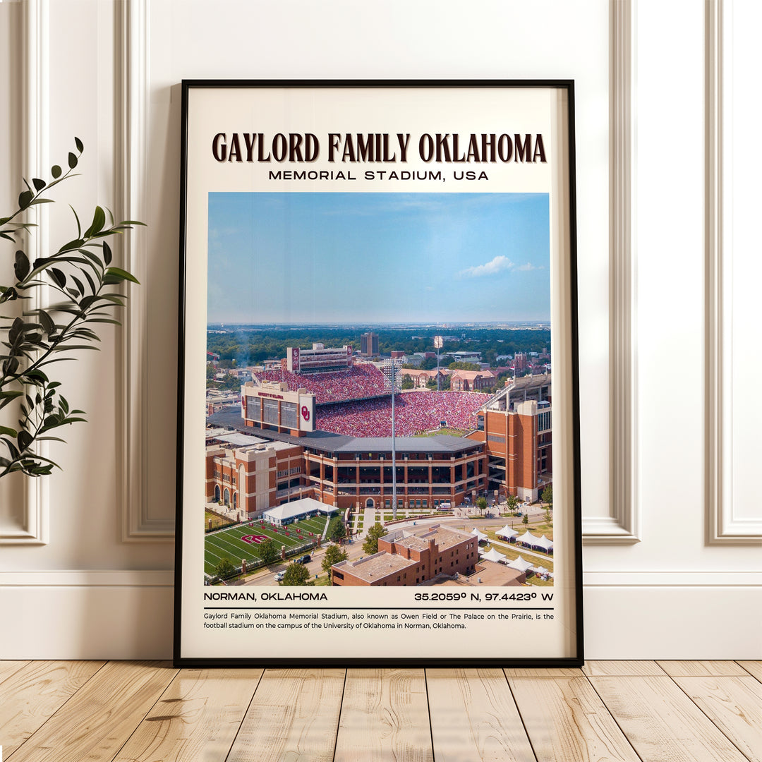 Gaylord Family Oklahoma Memorial Stadium Football Retro Wall Art