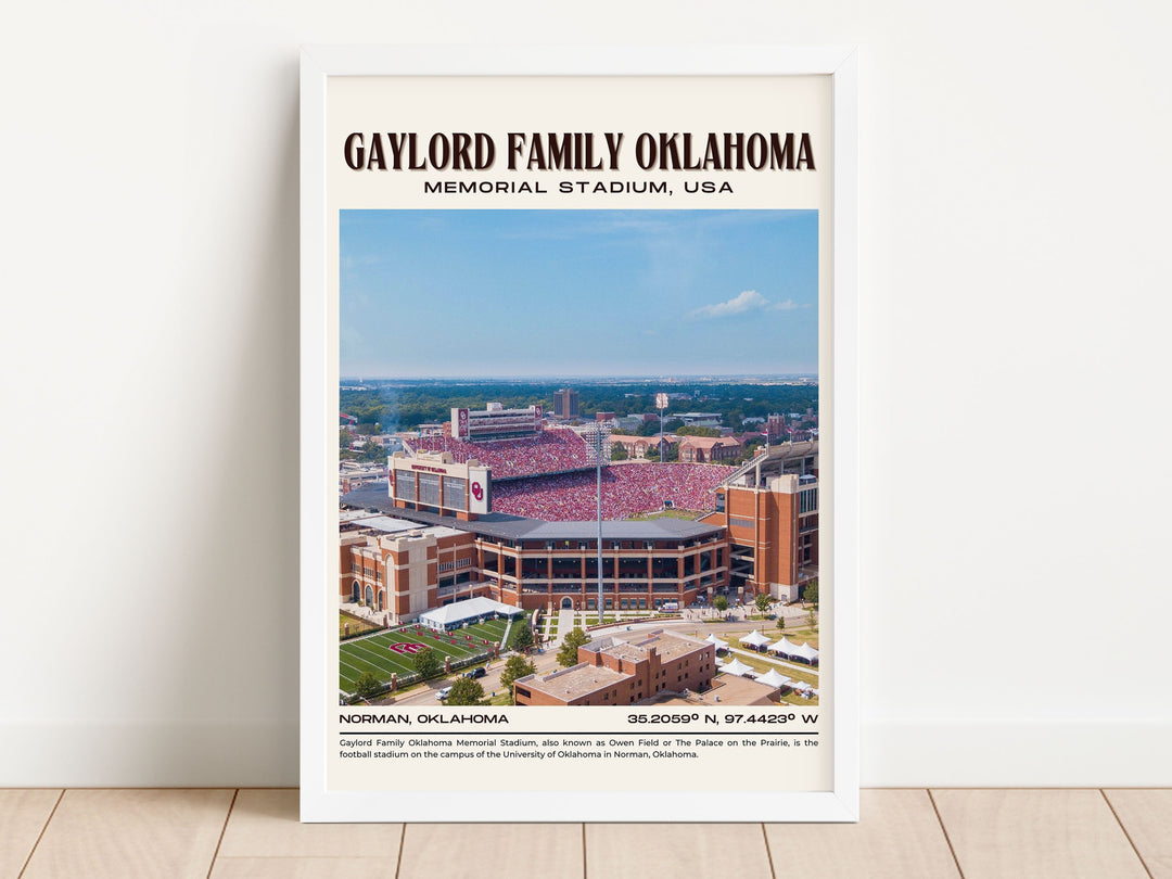 Gaylord Family Oklahoma Memorial Stadium Football Retro Wall Art