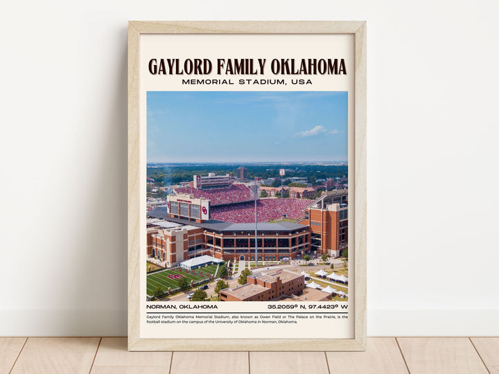 Gaylord Family Oklahoma Memorial Stadium Football Retro Wall Art