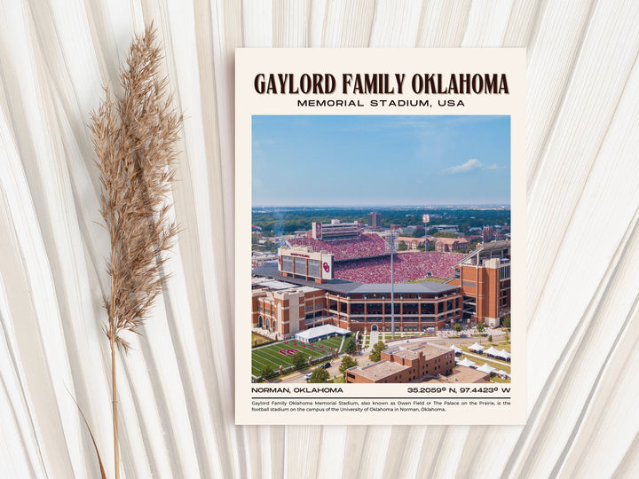 Gaylord Family Oklahoma Memorial Stadium Football Retro Wall Art