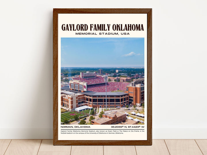 Gaylord Family Oklahoma Memorial Stadium Football Retro Wall Art